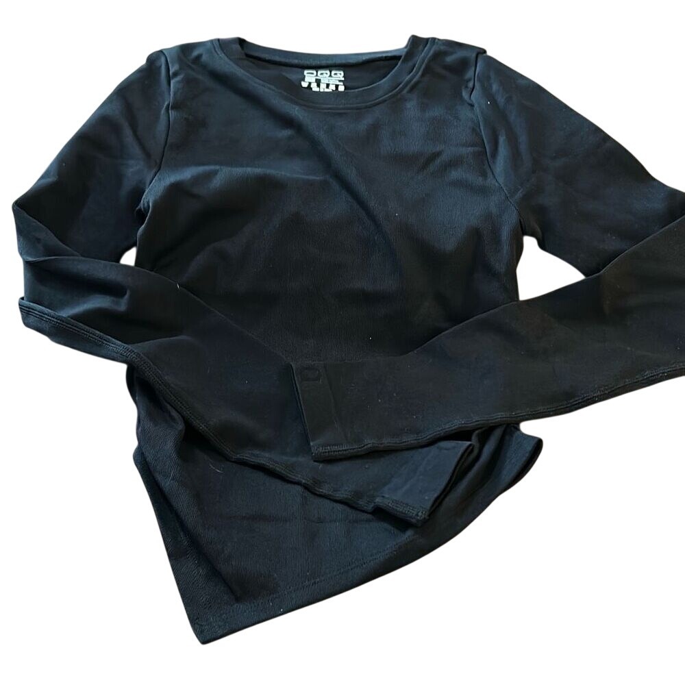 OQQ Womens Long Sleeve‎ Crew Neck Ruched Stretch Asymmetrical Tee.
